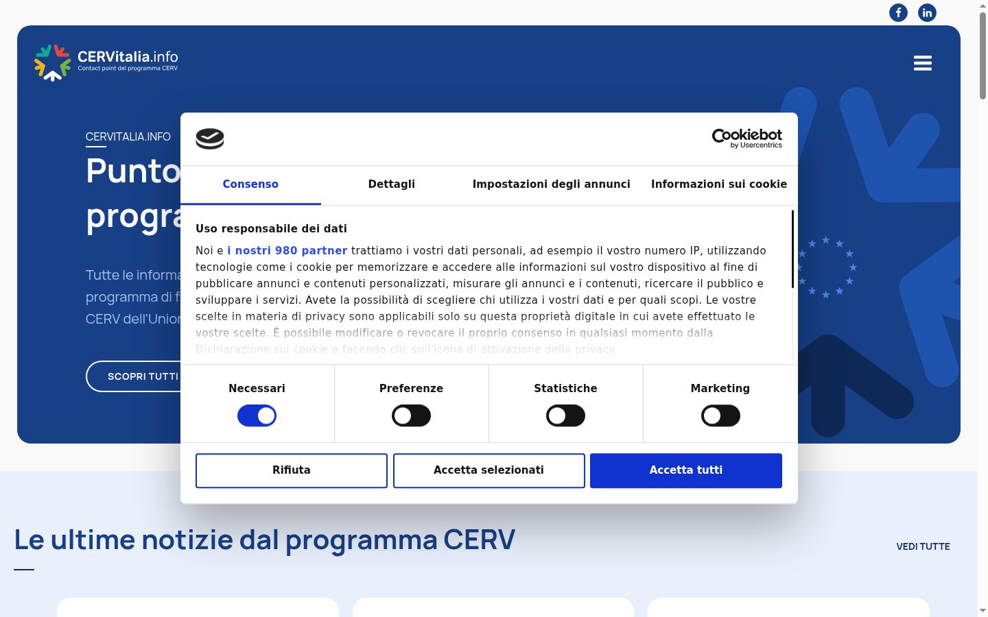 Screenshot tal-banner tal-kunsens muri qabel kwalunkwe interazzjoni