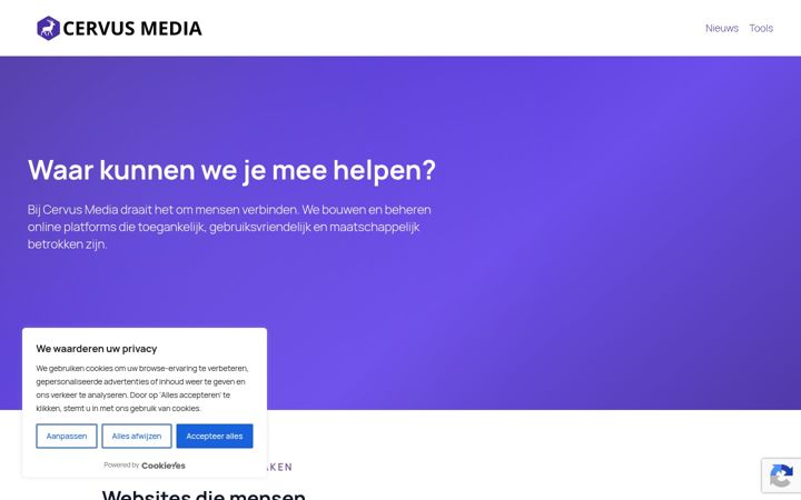 Posnetek zaslona cervusmedia.nl