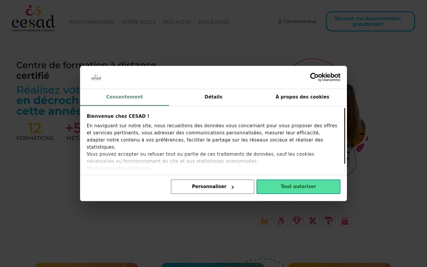 Screenshot of the consent banner shown before any interaction