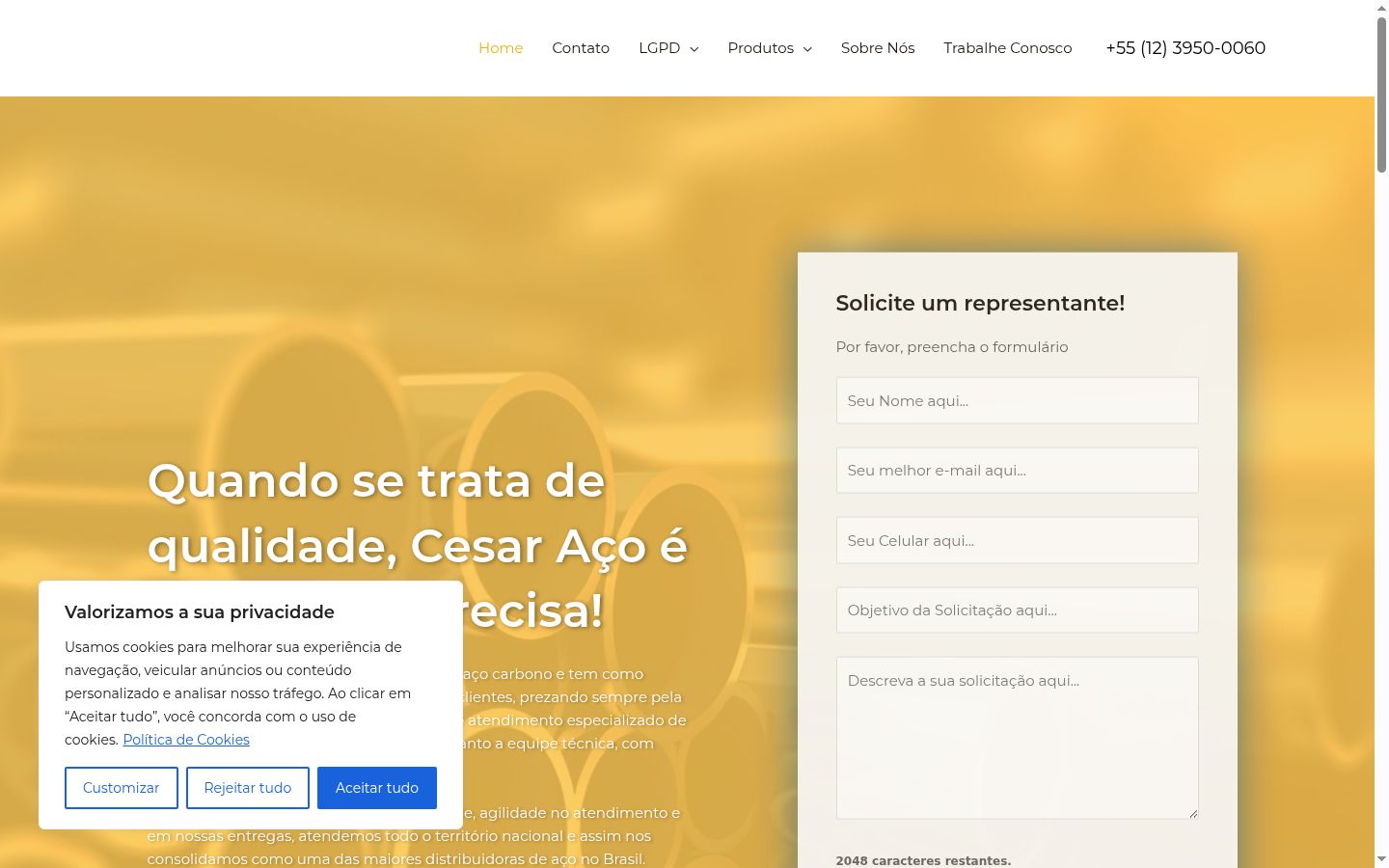 Captura de pantalla del banner de consentimiento mostrado antes de cualquier interacción
