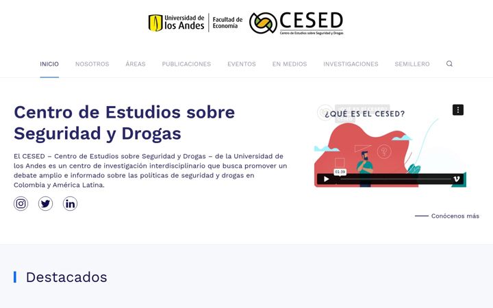 Snímek obrazovky cesed.uniandes.edu.co