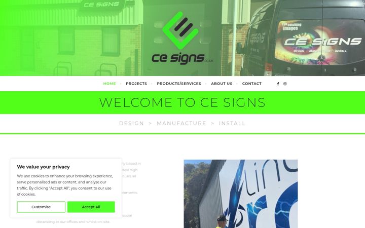 Skärmbild av cesigns.co.uk