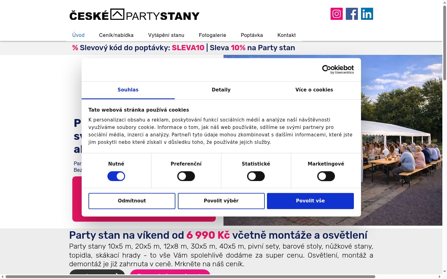 Snímka obrazovky banera súhlasu zobrazeného pred akoukoľvek interakciou