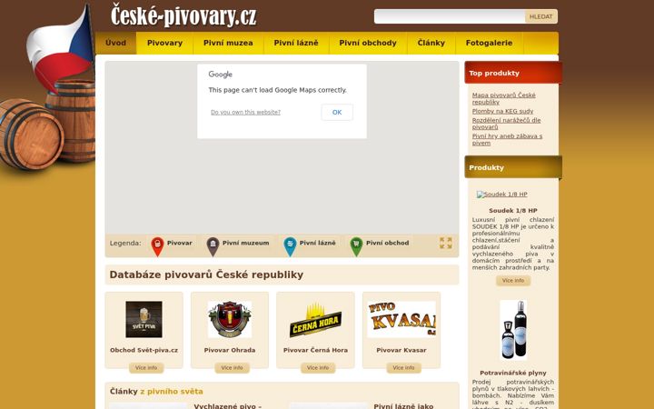 Екранна снимка на ceske-pivovary.cz