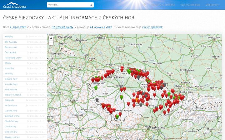 Екранна снимка на ceske-sjezdovky.cz