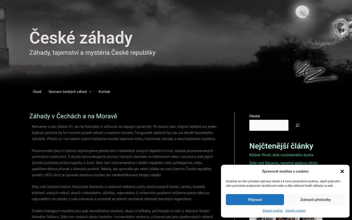 Екранна снимка на ceske-zahady.cz