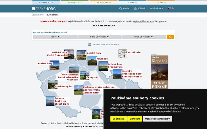 Screenshot of ceskehory.cz