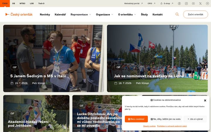 Kuvakaappaus sivustosta ceskyorientak.cz