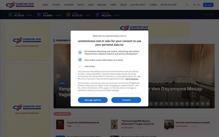 Kuvakaappaus sivustosta cesmeninsesi.com.tr