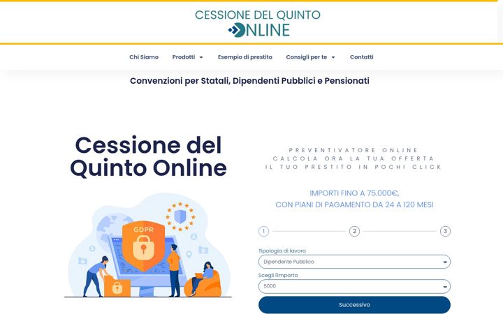 Screenshot di cessionedelquinto-online.it