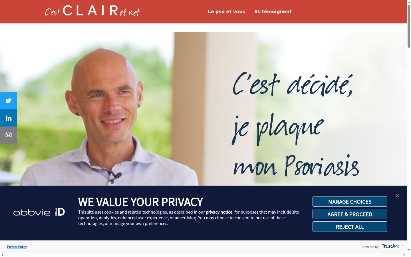Screenshot del banner di consenso mostrato prima di qualsiasi interazione