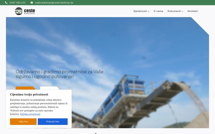 Screenshot van ceste-karlovac.hr