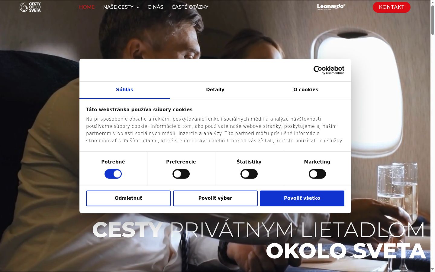 Snímek obrazovky baneru souhlasu zobrazeného před jakoukoli interakcí