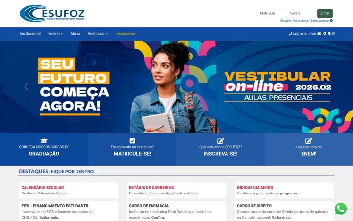 Posnetek zaslona cesufoz.edu.br