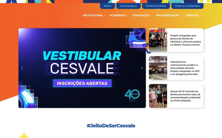 Posnetek zaslona cesvale.edu.br