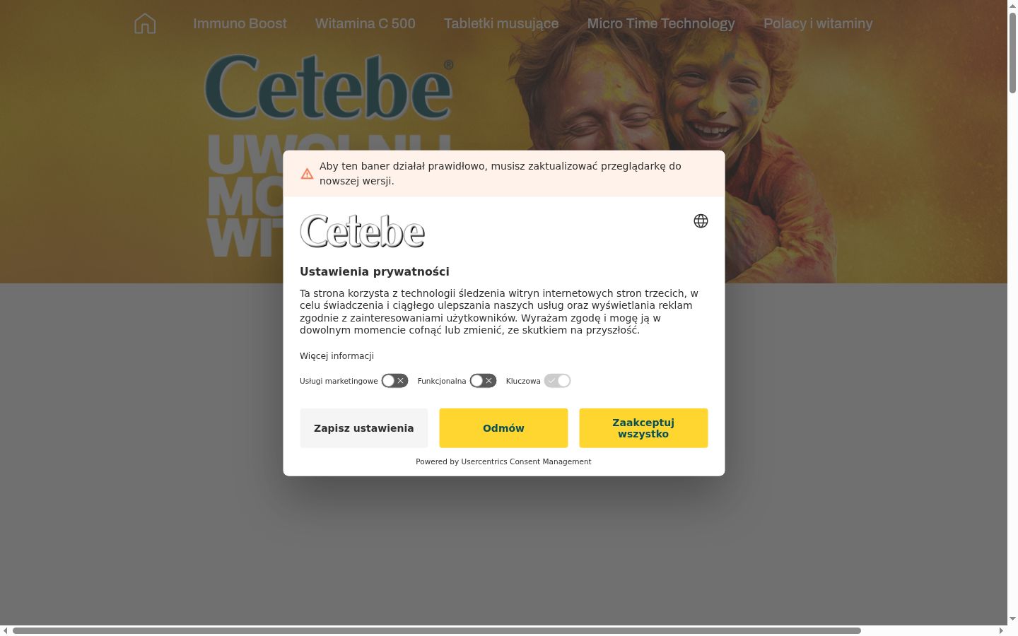 Screenshot tal-banner tal-kunsens muri qabel kwalunkwe interazzjoni
