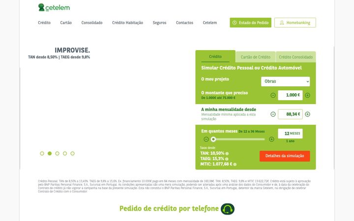 Screenshot of cetelem.pt