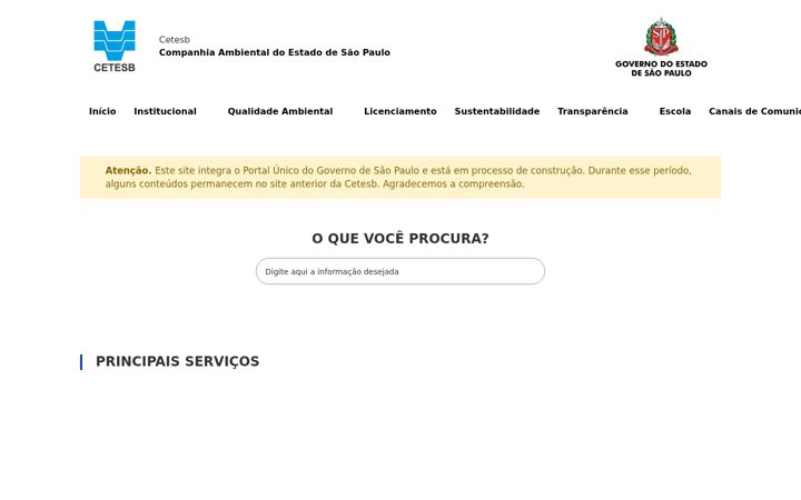 Screenshot of cetesb.sp.gov.br