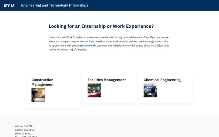 Screenshot von cetinterns.byu.edu