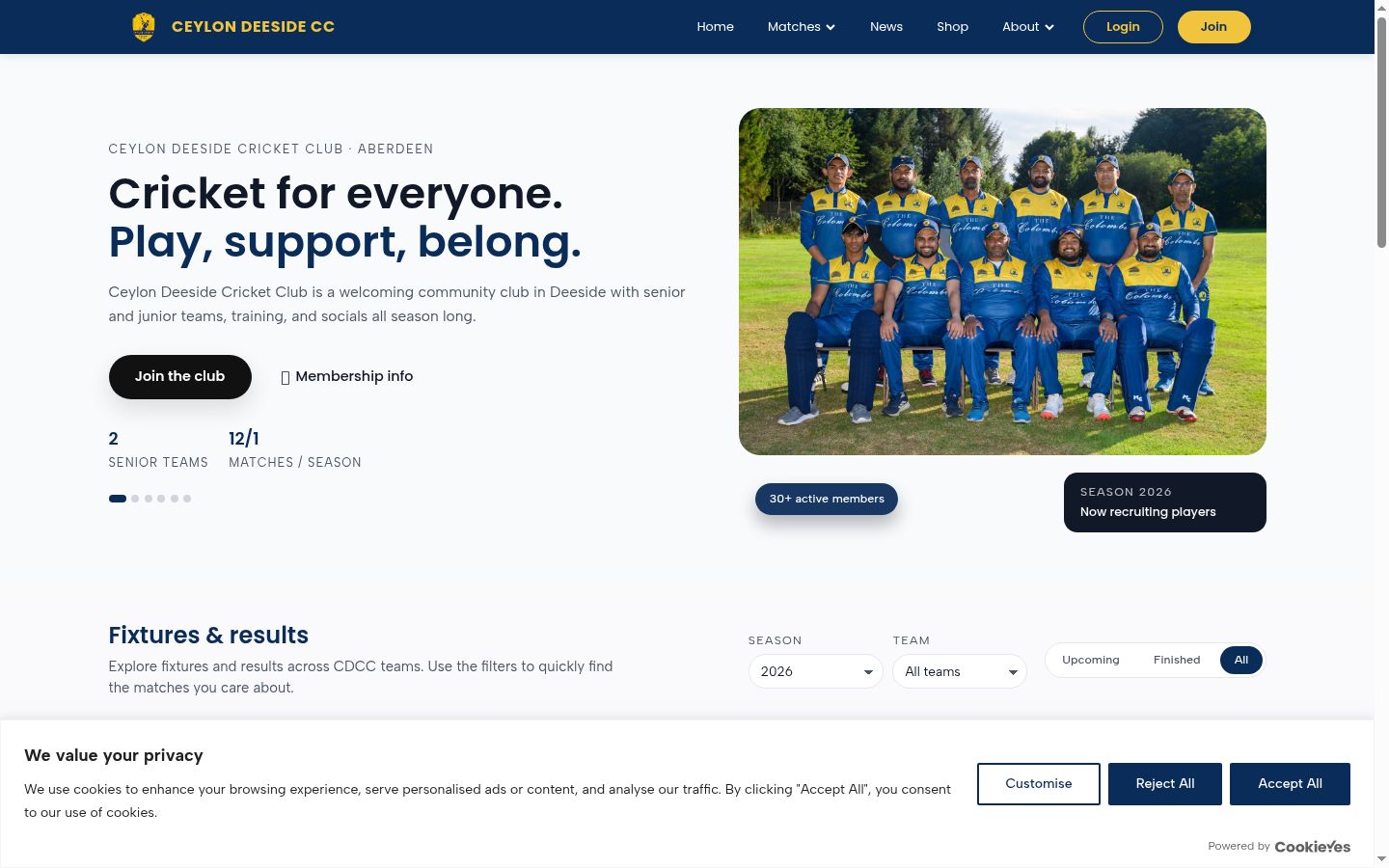 Screenshot des Einwilligungsbanners vor jeglicher Interaktion