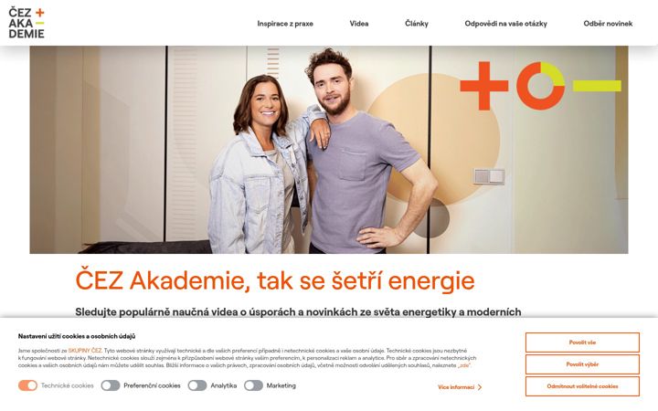 Екранна снимка на cezakademie.cz
