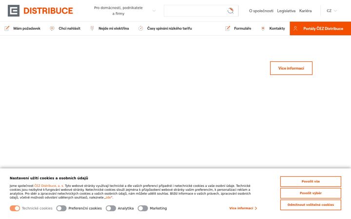 Екранна снимка на cezdistribuce.cz