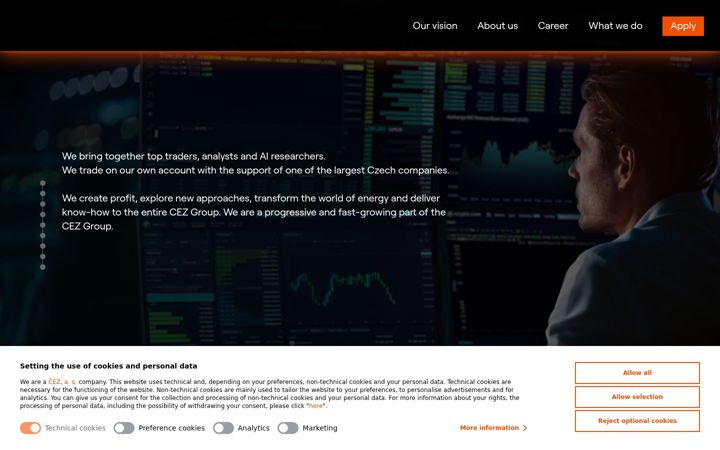 Екранна снимка на ceztrading.cz