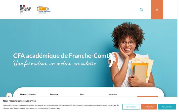 Snímek obrazovky cfa-academique-fcomte.fr