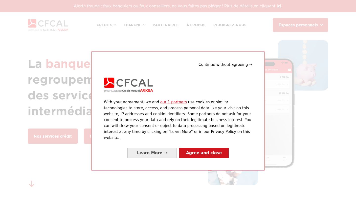Screenshot of the consent banner shown before any interaction