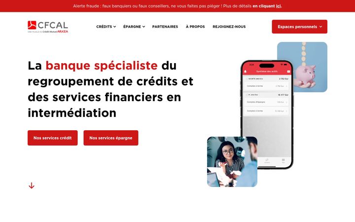 Screenshot of cfcal-banque.fr