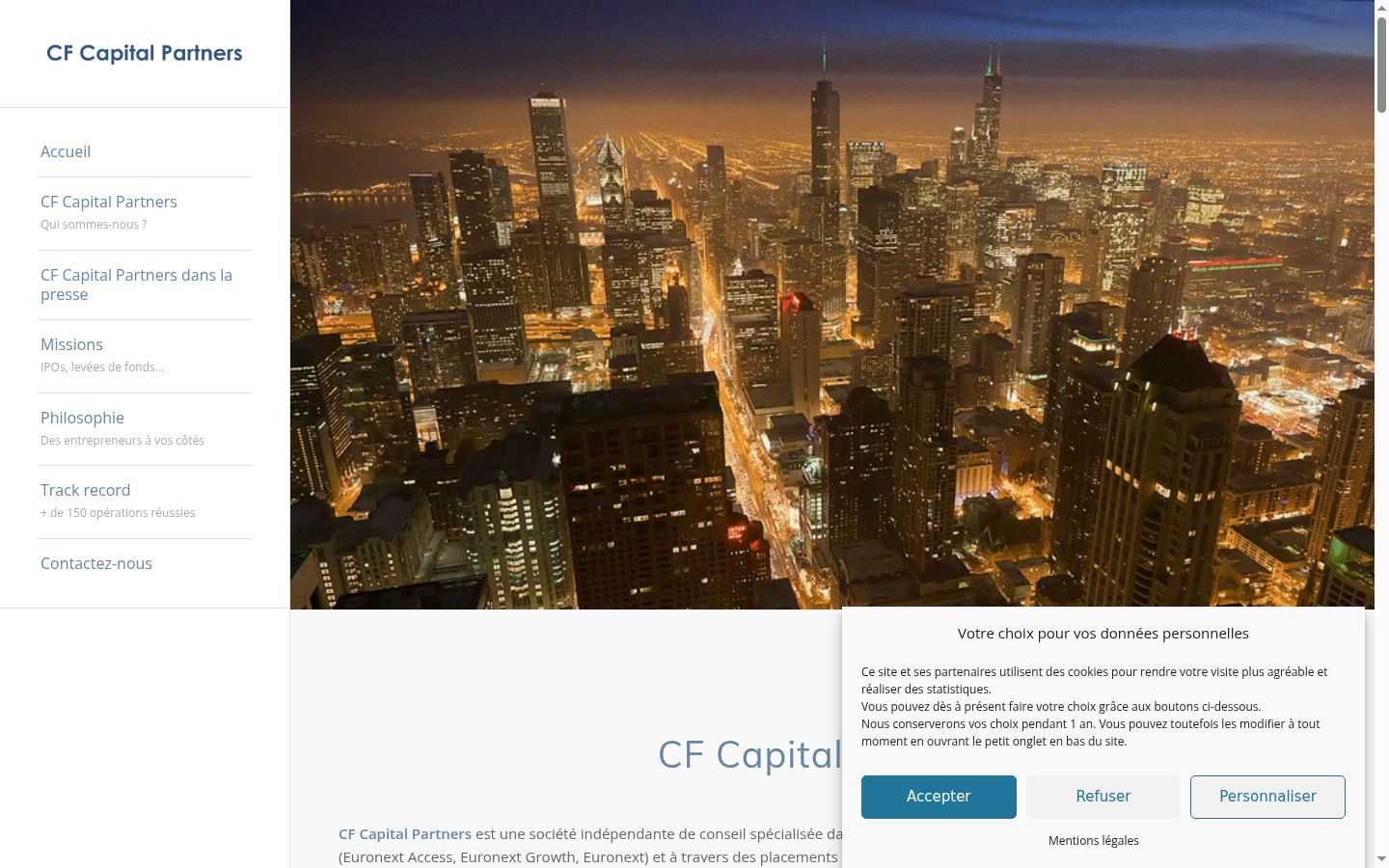 Screenshot of the consent banner shown before any interaction