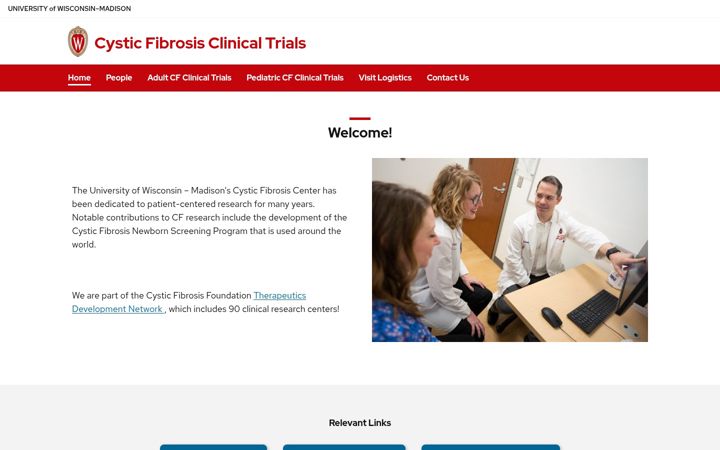 Screenshot von cfclinicaltrials.wisc.edu