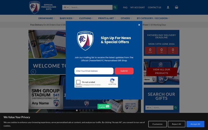 Screenshot van cfcpersonalisedgifts.co.uk