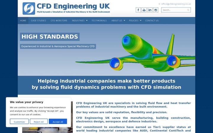 Screenshot van cfdengineering.co.uk