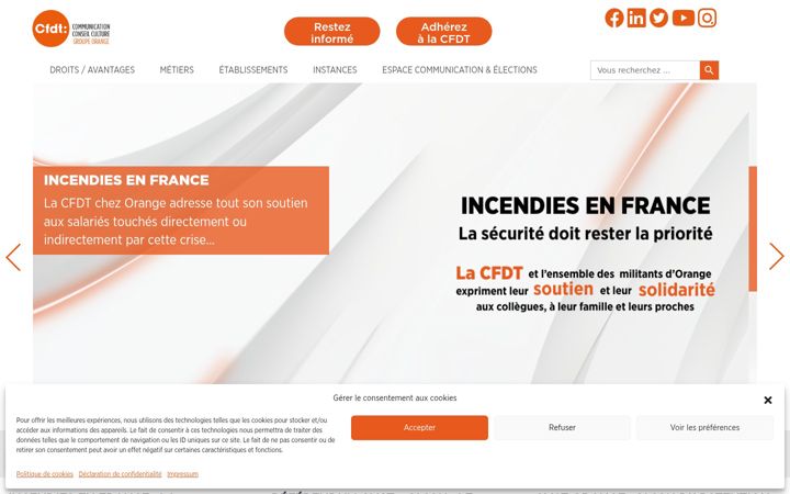 Snímek obrazovky cfdt-orange.org