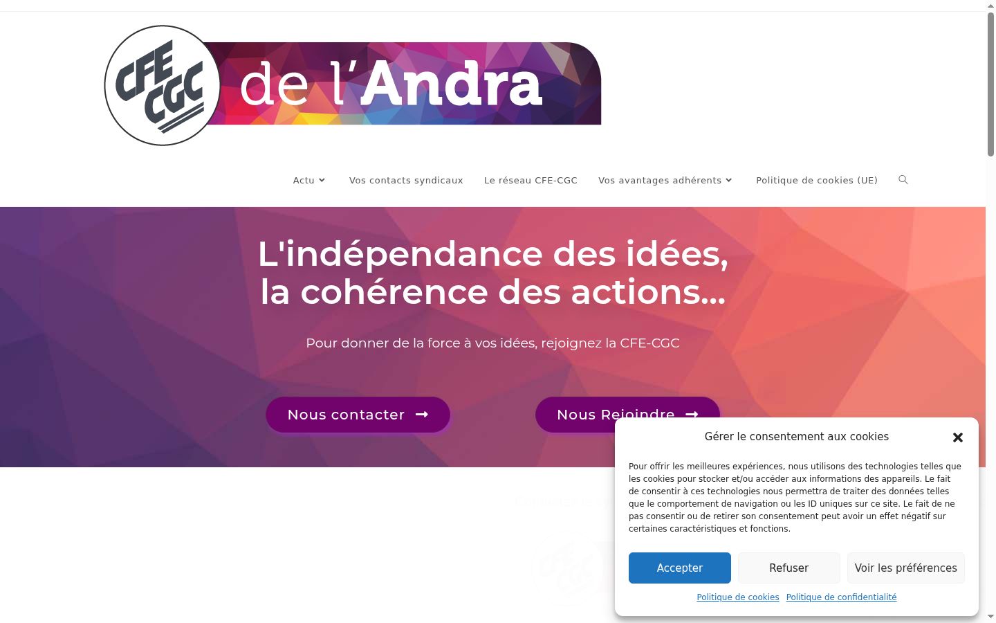 Screenshot of the consent banner shown before any interaction