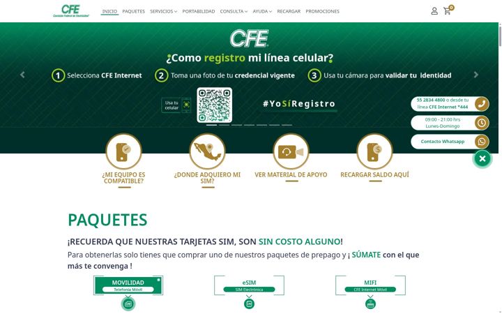 Екранна снимка на cfeinternet.mx