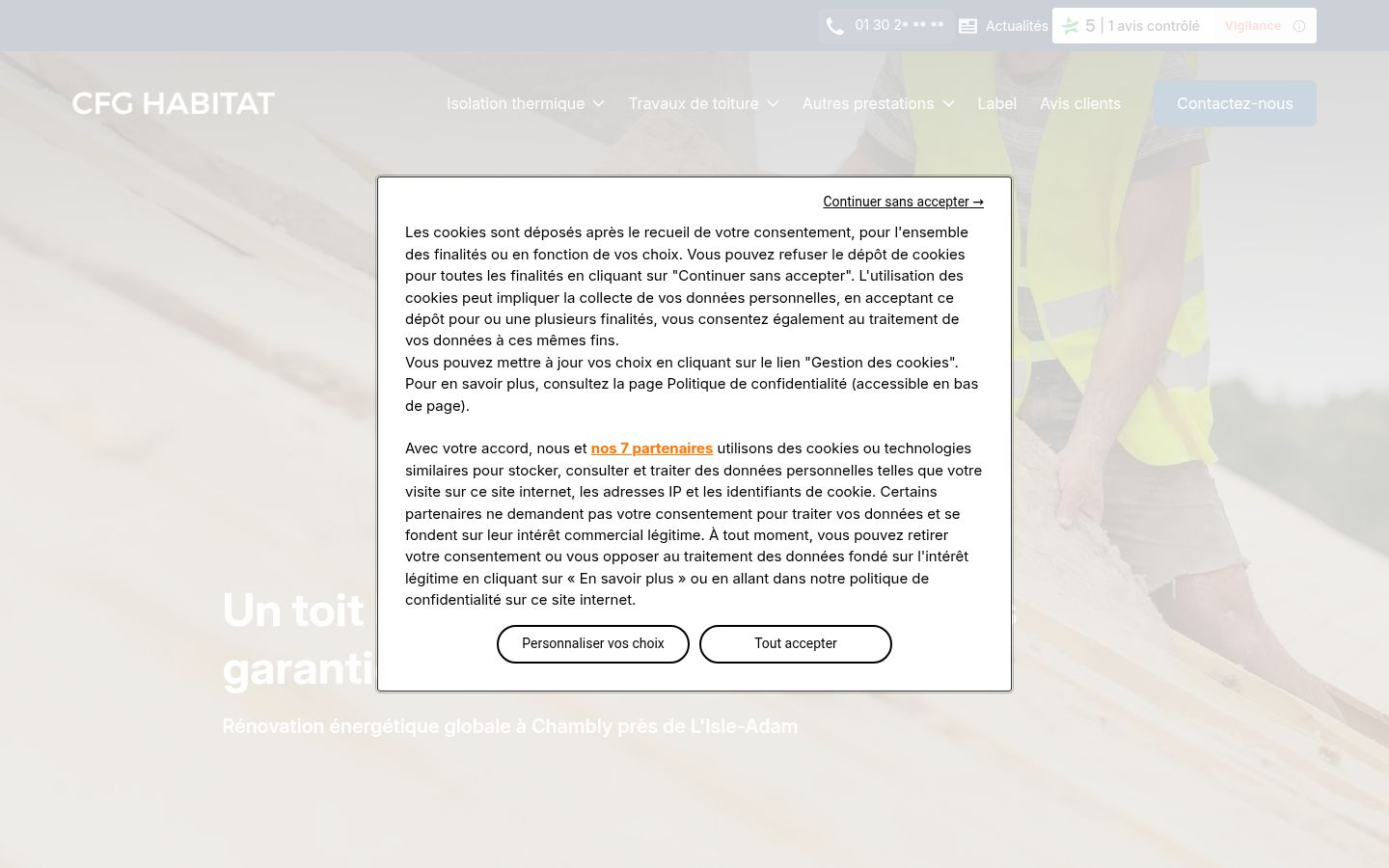 Screenshot of the consent banner shown before any interaction