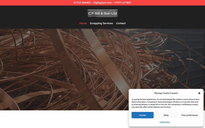 Screenshot van cfgillscrapyard.co.uk