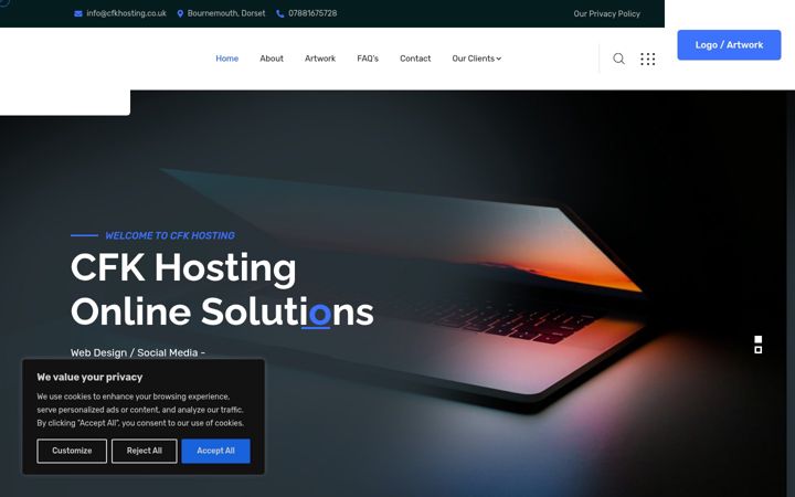 Screenshot van cfkhosting.co.uk