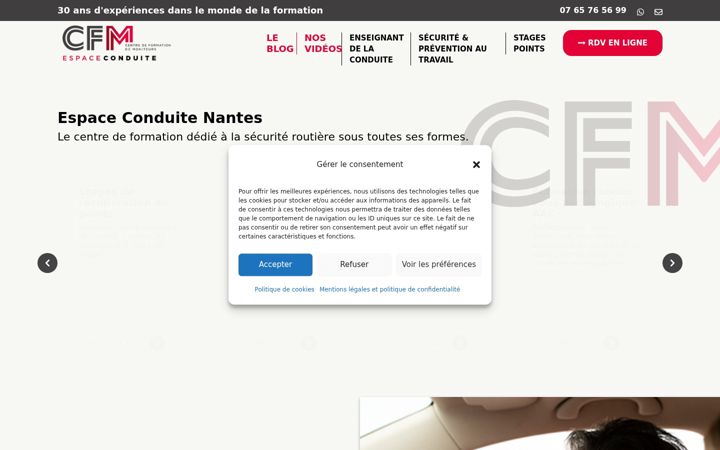 Screenshot of cfmoniteur-espaceconduite.fr