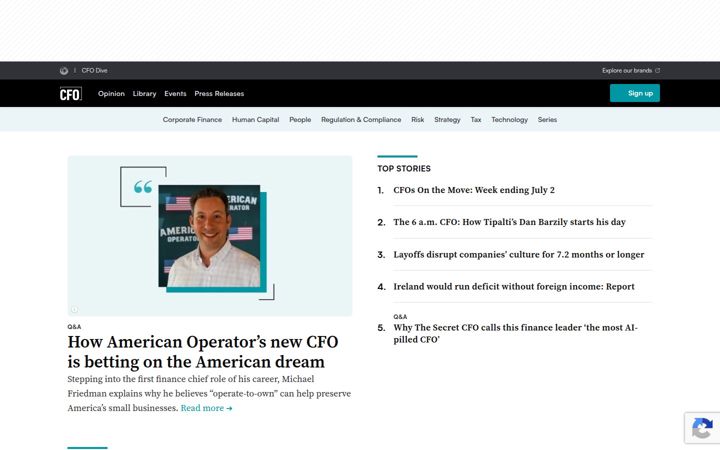 Screenshot του cfo.com