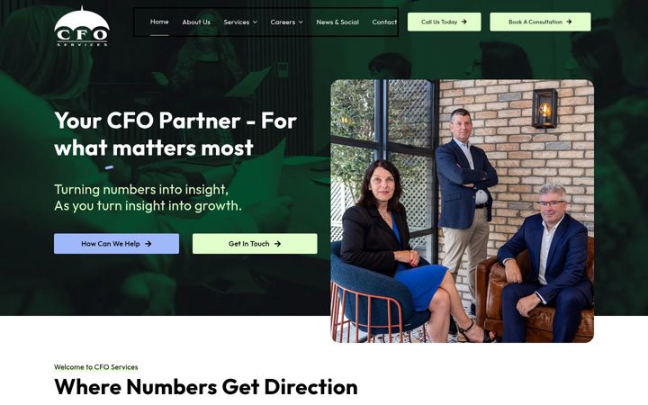 Screenshot ta' cfoservices.ie