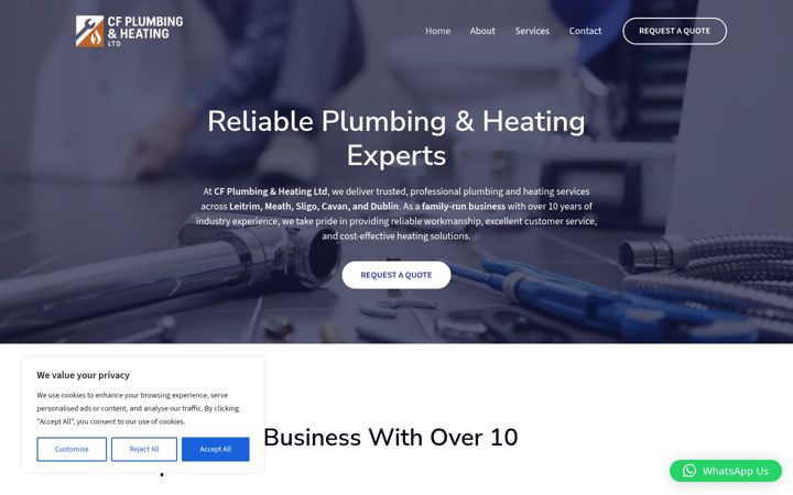 Screenshot ta' cfplumbing.ie