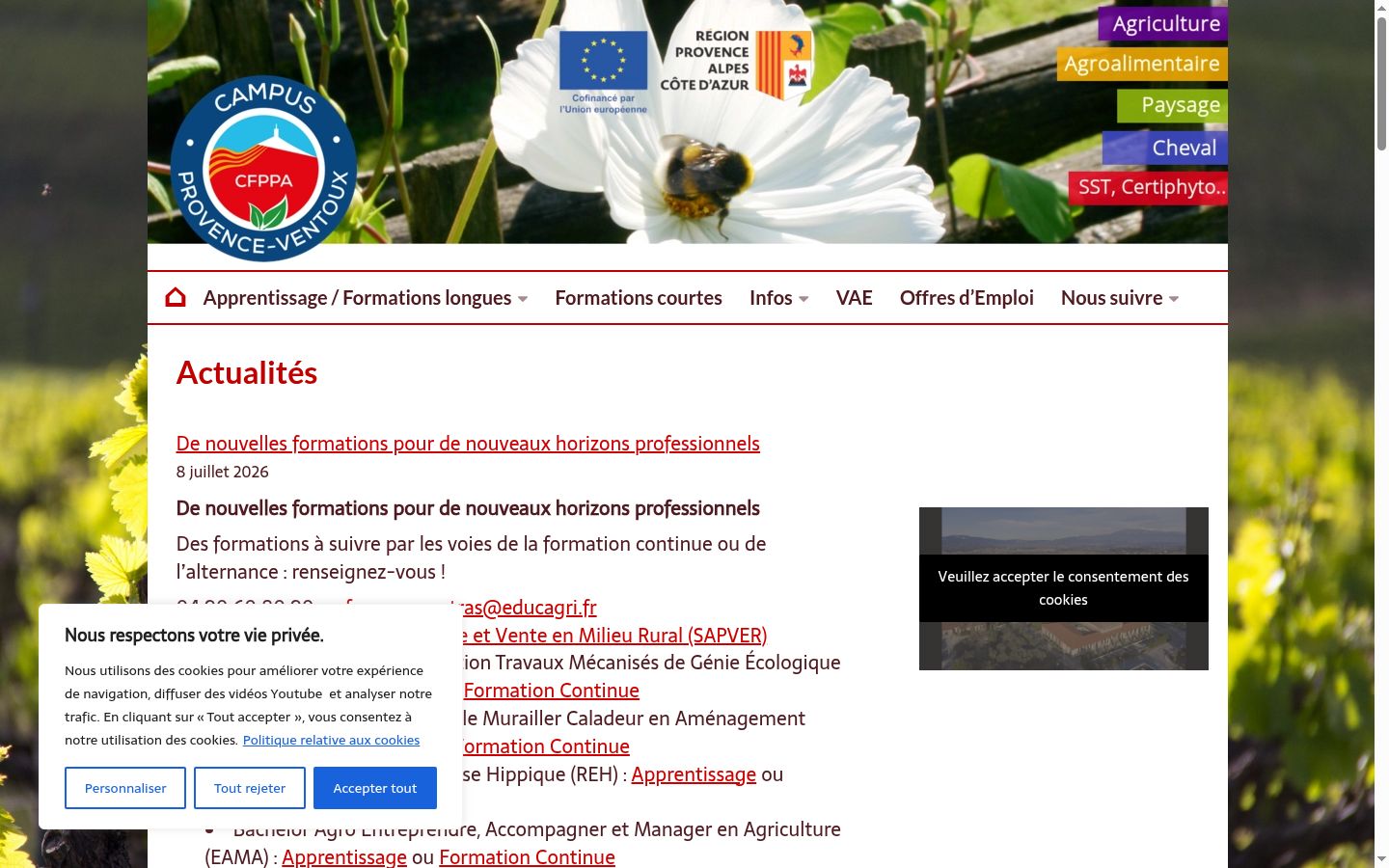 Screenshot van de toestemmingsbanner zoals getoond vóór enige interactie