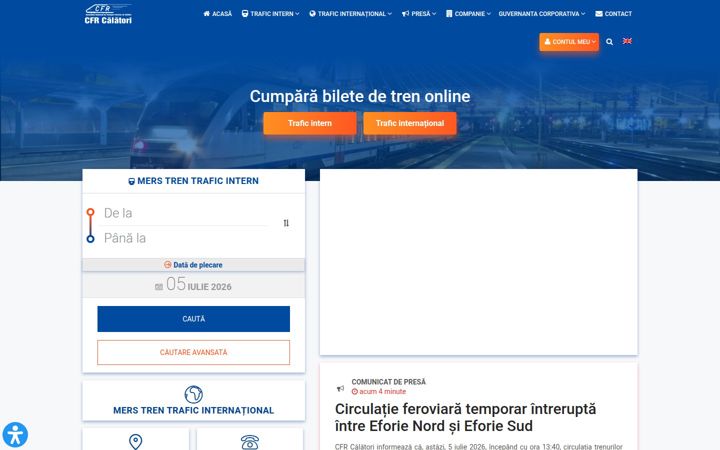 Screenshot of cfrcalatori.ro