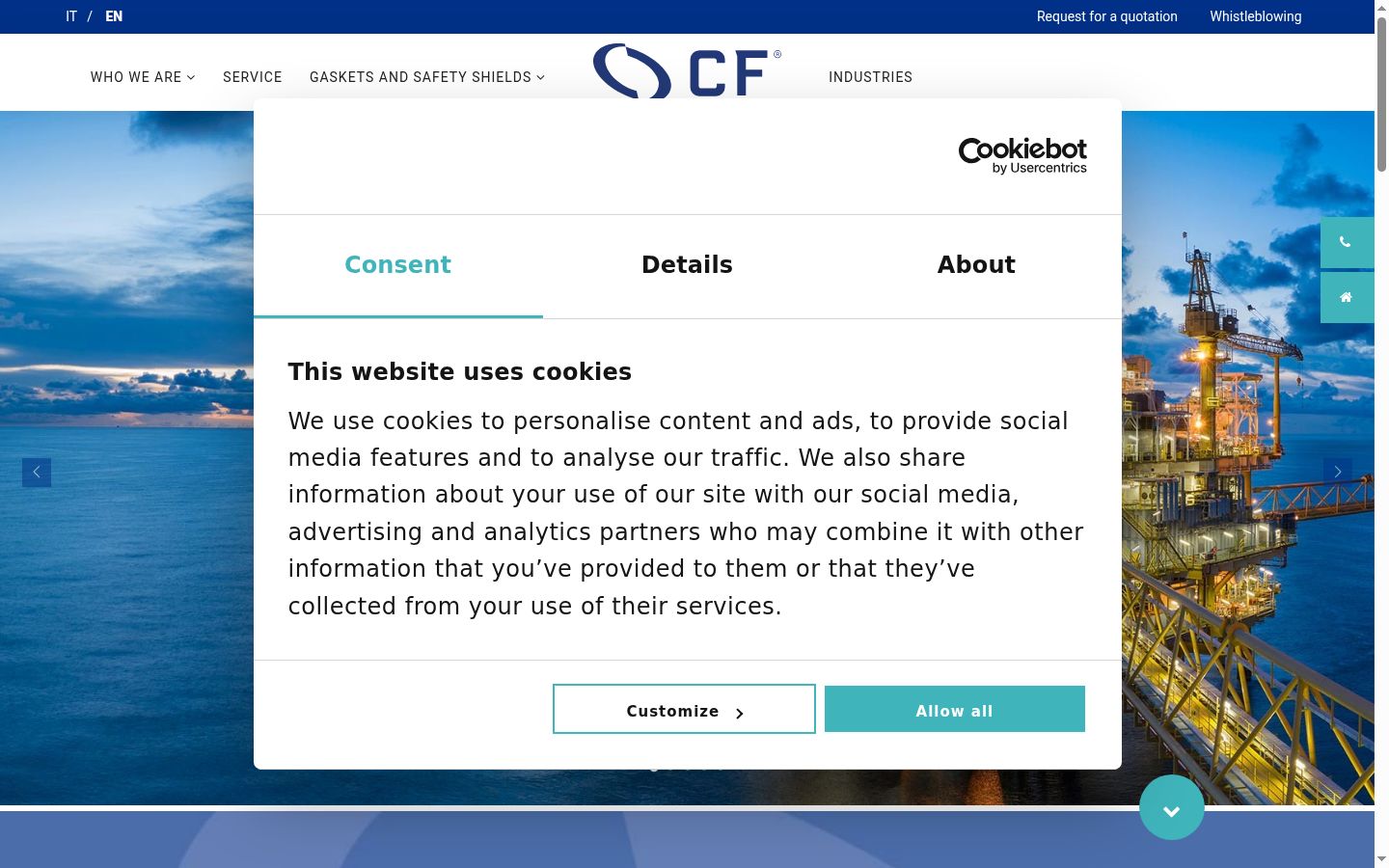 Screenshot of the consent banner shown before any interaction