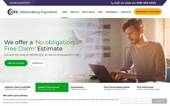 Екранна снимка на cfsredundancypayments.co.uk
