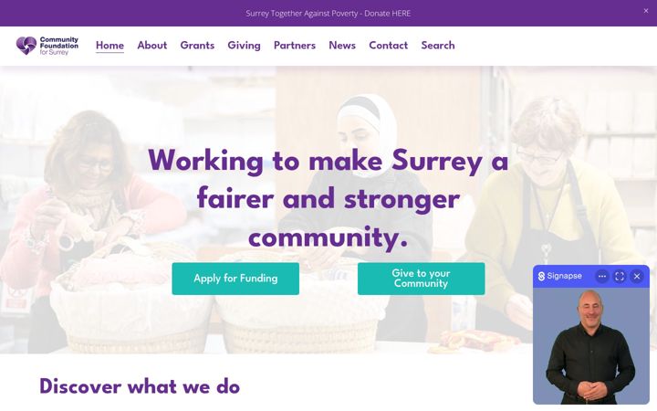 Екранна снимка на cfsurrey.org.uk
