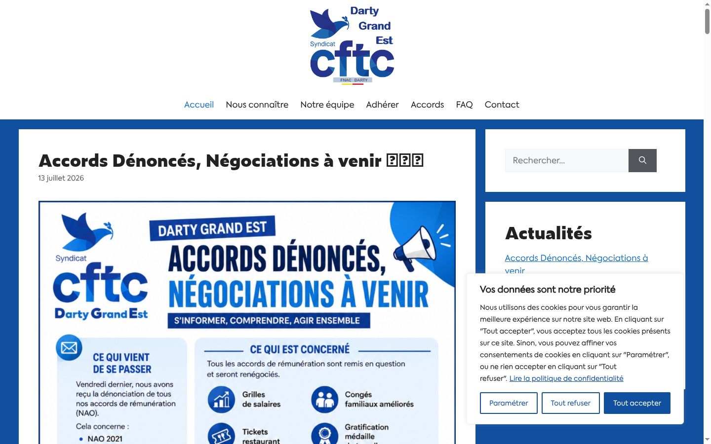 Screenshot des Einwilligungsbanners vor jeglicher Interaktion